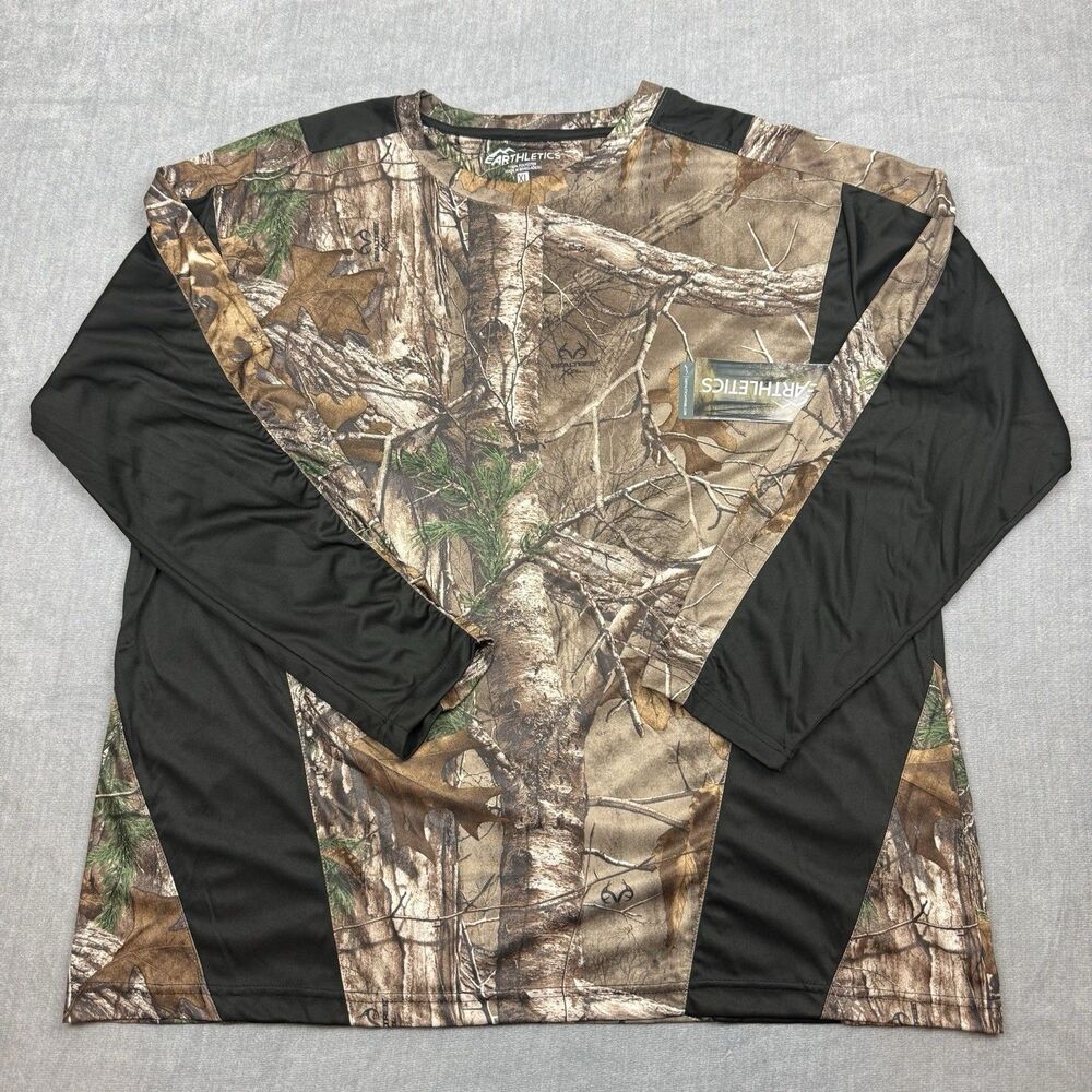 Earthletics Realtree Xtra Shirt Mens XL Camouflage Black Long Sleeve Crew New